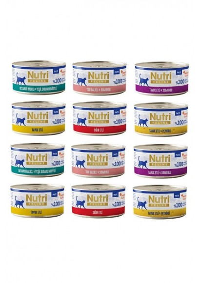 Nutri Feline 4 Çeşit Karma Tahılsız Yetişkin Kedi Konservesi 70 Gr. X 12 Adet