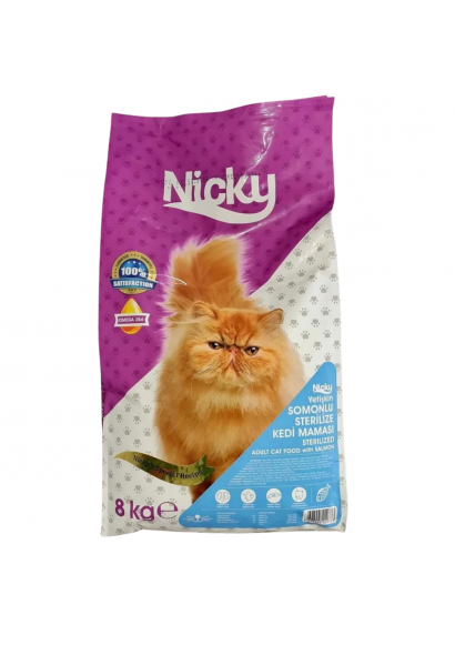 Nicky 8 kg. Premium Somonlu Kısır Kedi Maması