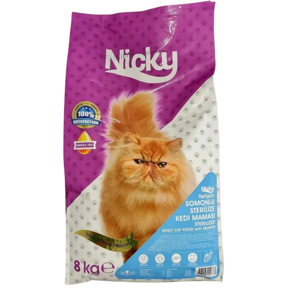 Nicky 8 kg. Premium Somonlu Kısır Kedi Maması