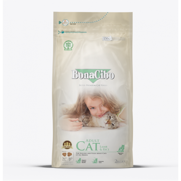 BonaCibo Adult Cat Lamb & Rice Kuzu Etli Ve Pirinçli Yetişkin Kedi Maması