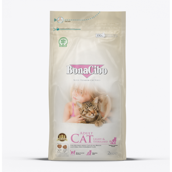 BonaCibo Adult Cat Light-sterilised Kısırlaştırılmış Kediler Için Yetişkin Kedi Maması