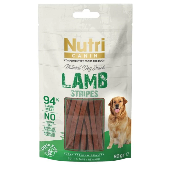 Nutri Tahılsız Kuzulu Şeritler Köpek Ödül Maması 80 gr