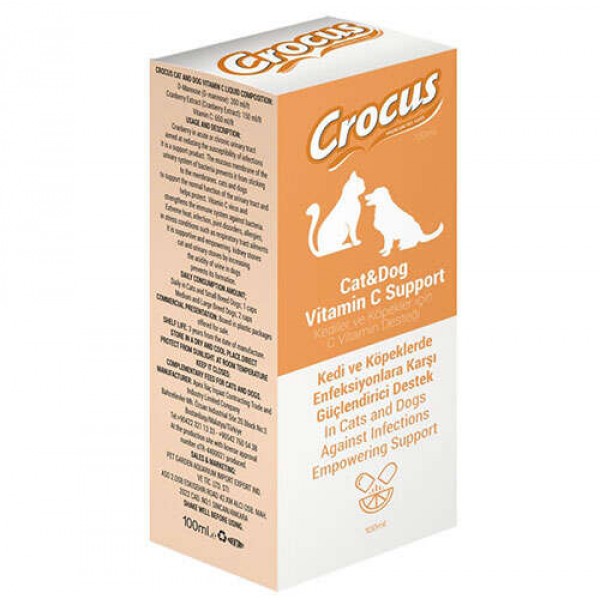 Crocus Kedi Köpek Enfeksiyonlara karşı güçlendirilmiş destek Vitamin C Destek