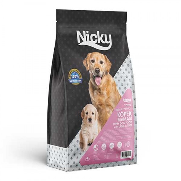 NİCKY YAVRU KUZULU PİRİNÇLİ KÖPEK MAMASI-15 KG